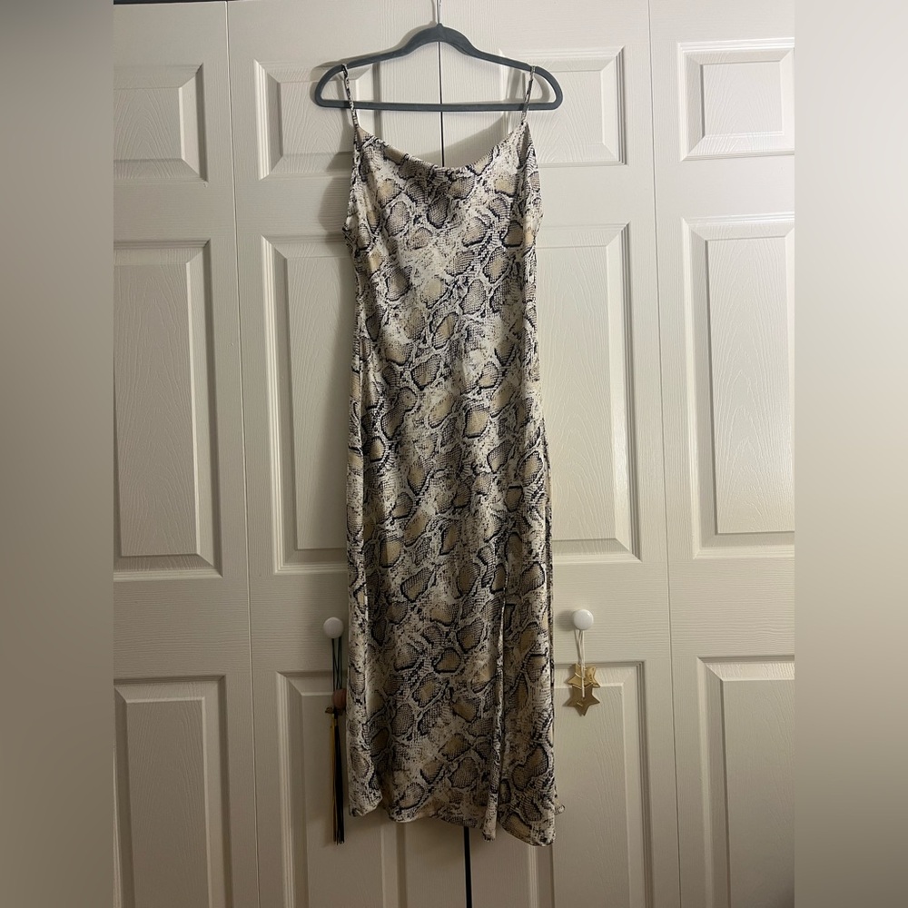 Silver Black Spaghetti Strap Slip Maxi Dress
